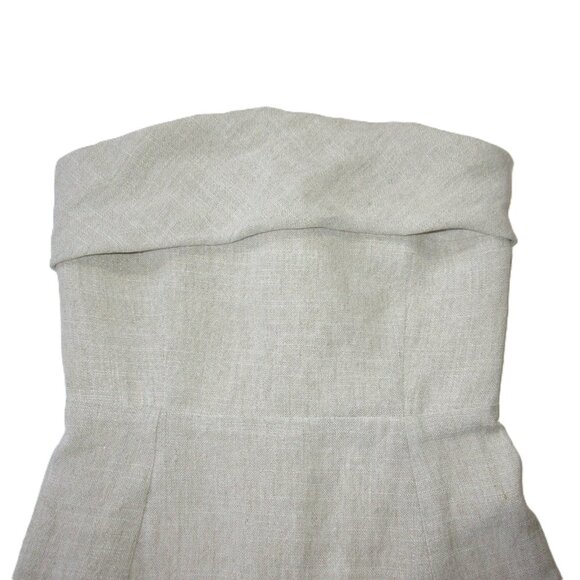 NWT Sezane Ottie in Biscuit Linen Blend Strapless Midi Dress 34 / 2 - Picture 6 of 9